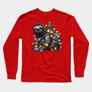 Happy Sloth Christmas Long Sleeve T-Shirt